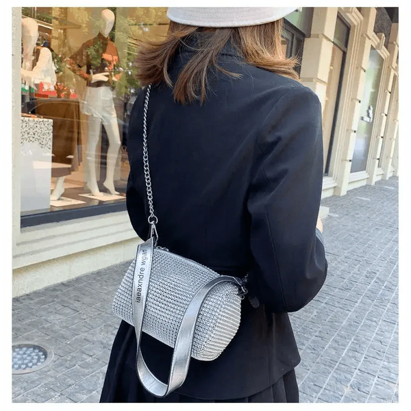 Sparkling Rhinestone Bag For Females Mini Portable Hand Bag Diamond Messenger Bag Fashionable Zipper Feminina Evening bag