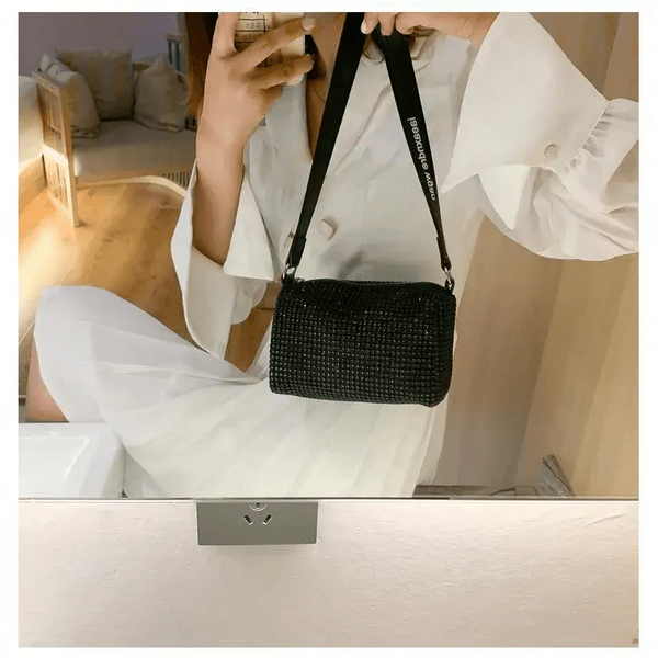 Sparkling Rhinestone Bag For Females Mini Portable Hand Bag Diamond Messenger Bag Fashionable Zipper Feminina Evening bag