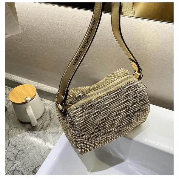 Sparkling Rhinestone Bag For Females Mini Portable Hand Bag Diamond Messenger Bag Fashionable Zipper Feminina Evening bag