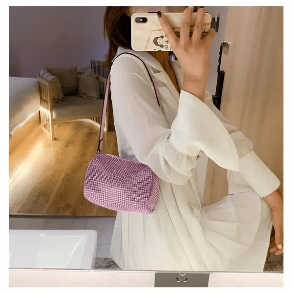 Sparkling Rhinestone Bag For Females Mini Portable Hand Bag Diamond Messenger Bag Fashionable Zipper Feminina Evening bag