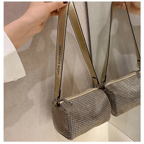 Sparkling Rhinestone Bag For Females Mini Portable Hand Bag Diamond Messenger Bag Fashionable Zipper Feminina Evening bag