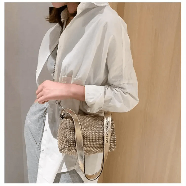 Sparkling Rhinestone Bag For Females Mini Portable Hand Bag Diamond Messenger Bag Fashionable Zipper Feminina Evening bag