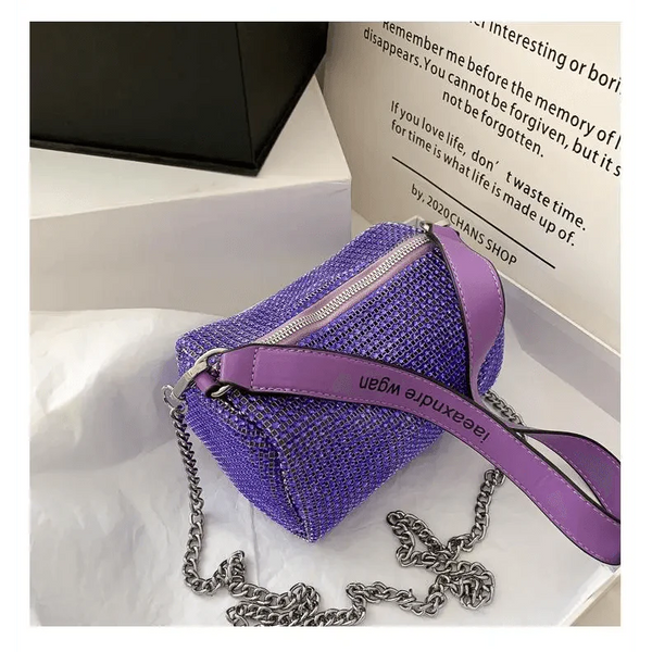 Sparkling Rhinestone Bag For Females Mini Portable Hand Bag Diamond Messenger Bag Fashionable Zipper Feminina Evening bag