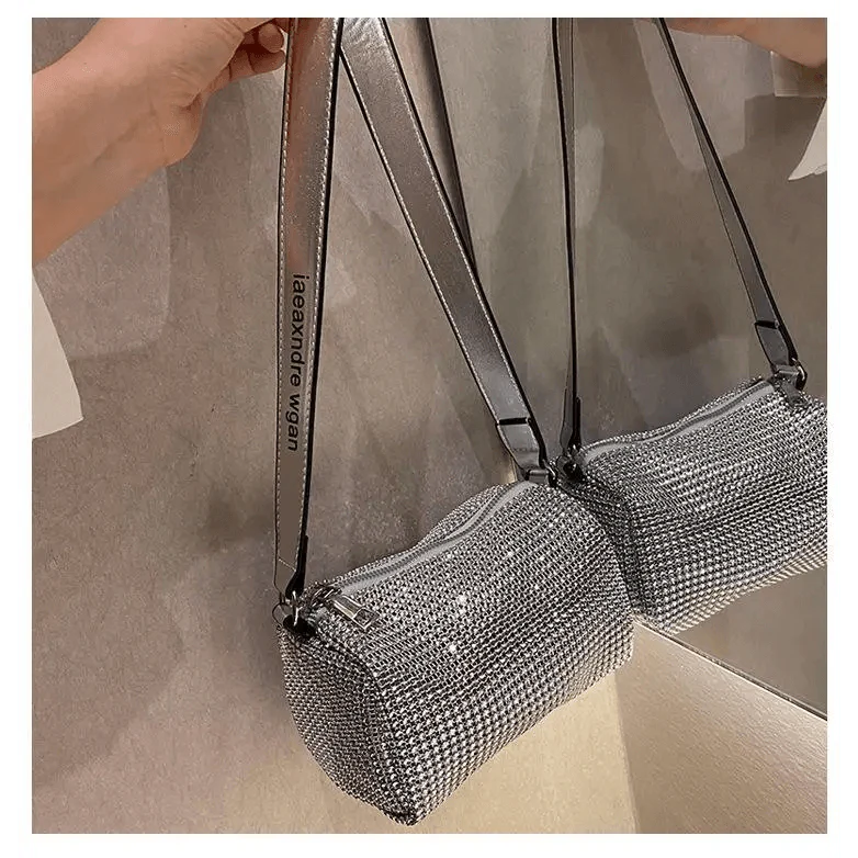 Sparkling Rhinestone Bag For Females Mini Portable Hand Bag Diamond Messenger Bag Fashionable Zipper Feminina Evening bag