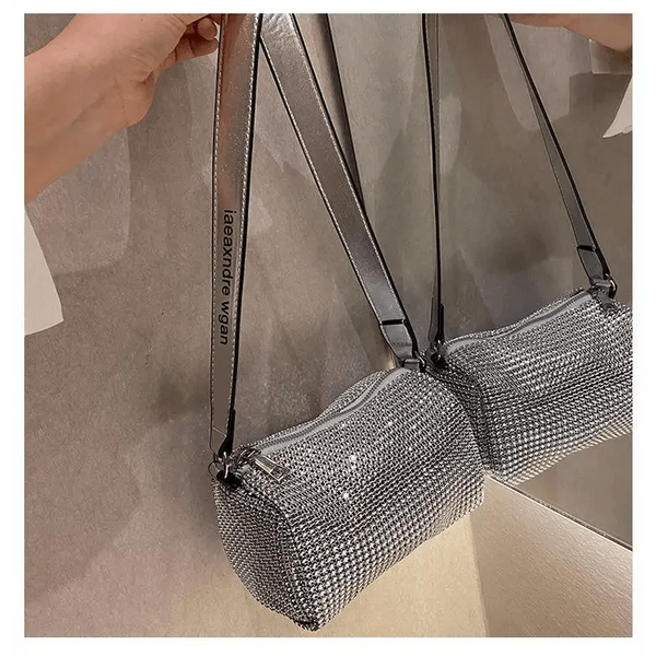 Sparkling Rhinestone Bag For Females Mini Portable Hand Bag Diamond Messenger Bag Fashionable Zipper Feminina Evening bag