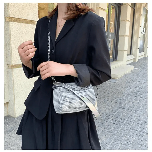 Sparkling Rhinestone Bag For Females Mini Portable Hand Bag Diamond Messenger Bag Fashionable Zipper Feminina Evening bag