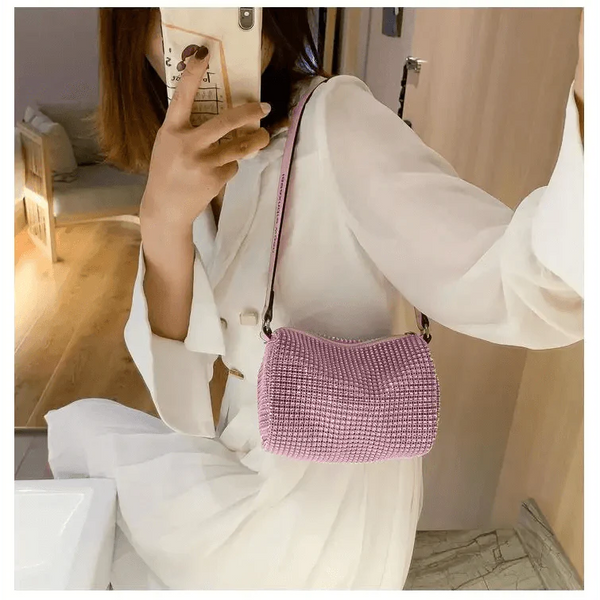 Sparkling Rhinestone Bag For Females Mini Portable Hand Bag Diamond Messenger Bag Fashionable Zipper Feminina Evening bag