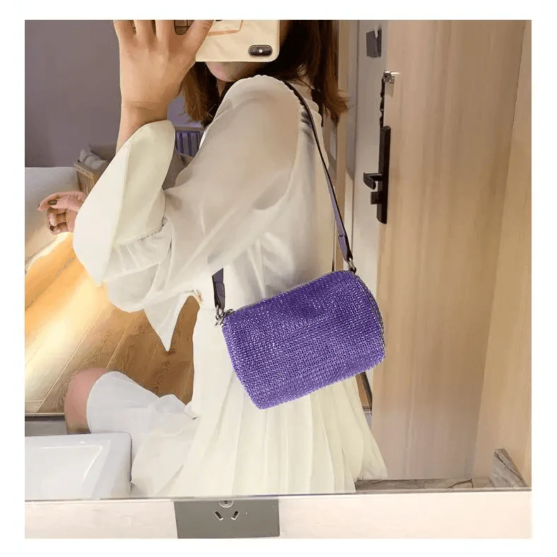 Sparkling Rhinestone Bag For Females Mini Portable Hand Bag Diamond Messenger Bag Fashionable Zipper Feminina Evening bag