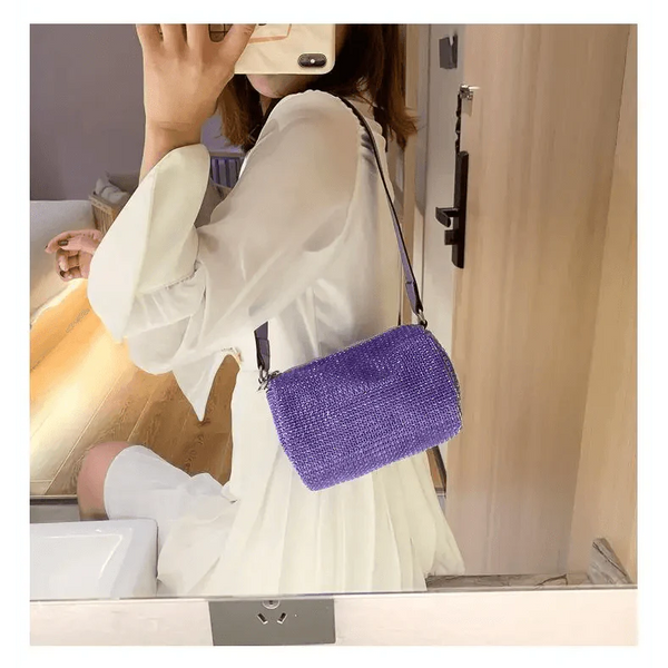 Sparkling Rhinestone Bag For Females Mini Portable Hand Bag Diamond Messenger Bag Fashionable Zipper Feminina Evening bag