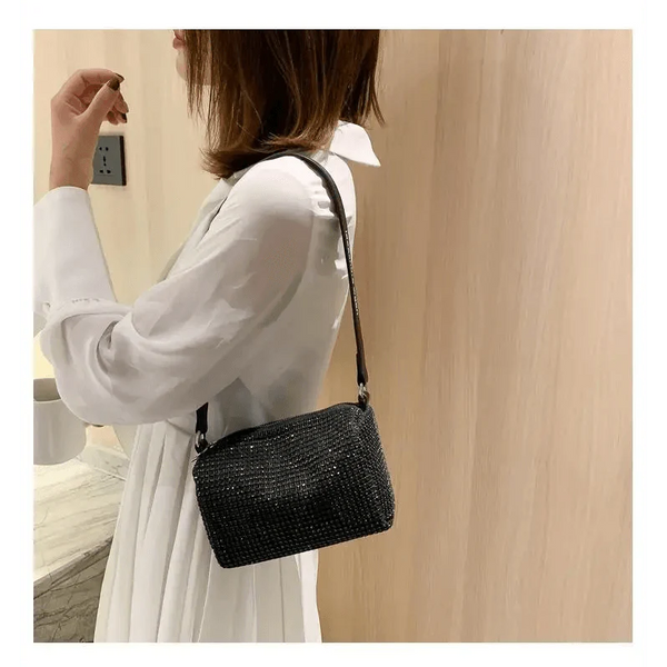 Sparkling Rhinestone Bag For Females Mini Portable Hand Bag Diamond Messenger Bag Fashionable Zipper Feminina Evening bag