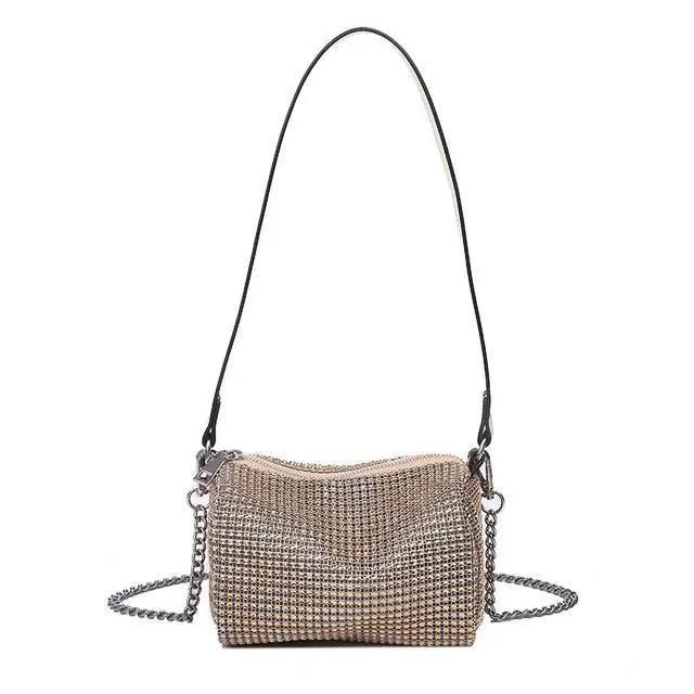 Sparkling Rhinestone Bag For Females Mini Portable Hand Bag Diamond Messenger Bag Fashionable Zipper Feminina Evening bag