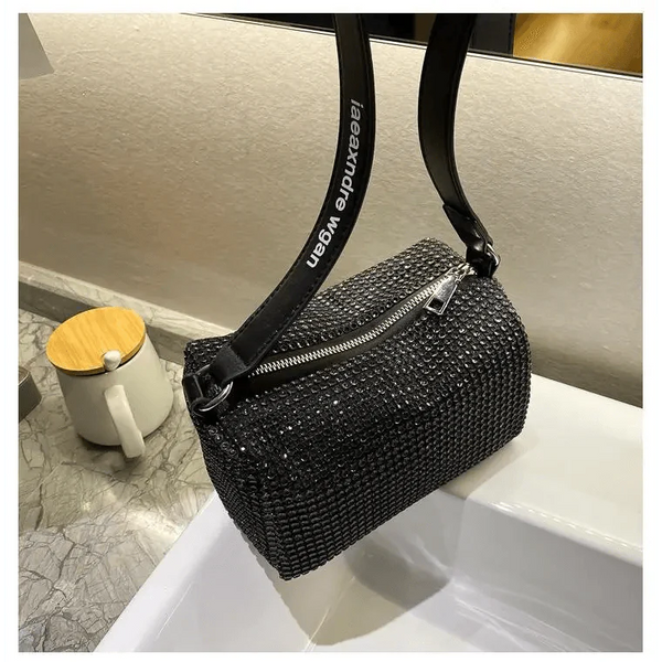 Sparkling Rhinestone Bag For Females Mini Portable Hand Bag Diamond Messenger Bag Fashionable Zipper Feminina Evening bag