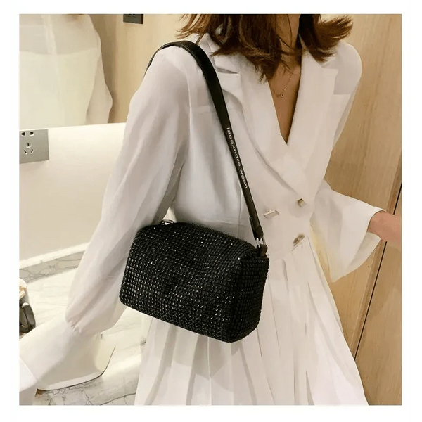 Sparkling Rhinestone Bag For Females Mini Portable Hand Bag Diamond Messenger Bag Fashionable Zipper Feminina Evening bag