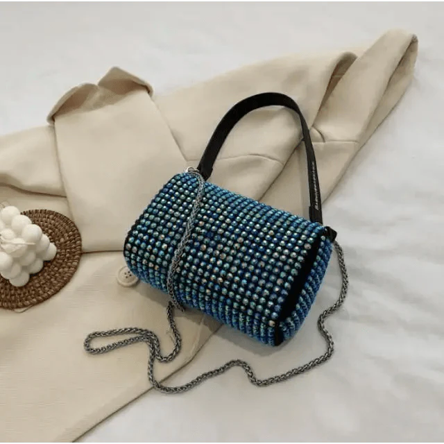 Sparkling Rhinestone Bag For Females Mini Portable Hand Bag Diamond Messenger Bag Fashionable Zipper Feminina Evening bag