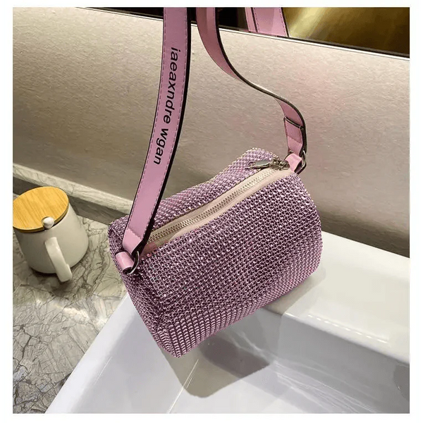 Sparkling Rhinestone Bag For Females Mini Portable Hand Bag Diamond Messenger Bag Fashionable Zipper Feminina Evening bag