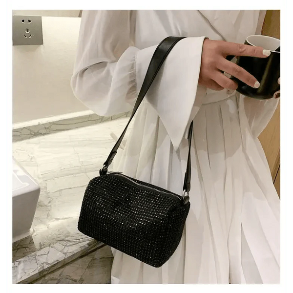 Sparkling Rhinestone Bag For Females Mini Portable Hand Bag Diamond Messenger Bag Fashionable Zipper Feminina Evening bag