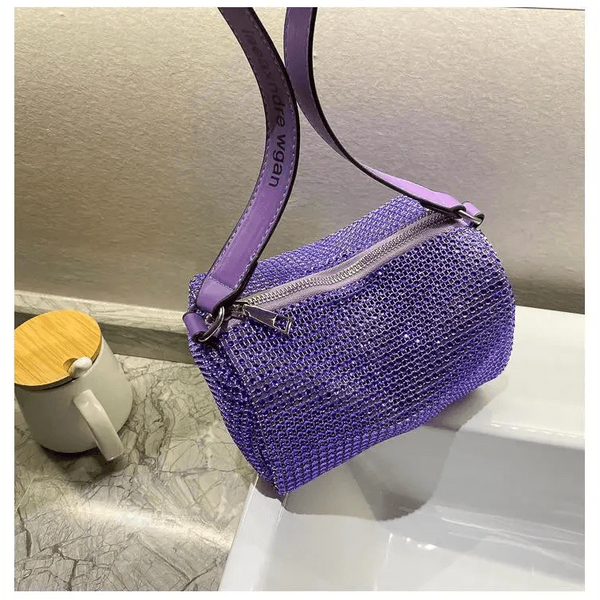 Sparkling Rhinestone Bag For Females Mini Portable Hand Bag Diamond Messenger Bag Fashionable Zipper Feminina Evening bag