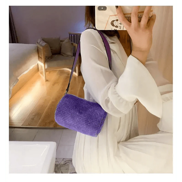 Sparkling Rhinestone Bag For Females Mini Portable Hand Bag Diamond Messenger Bag Fashionable Zipper Feminina Evening bag