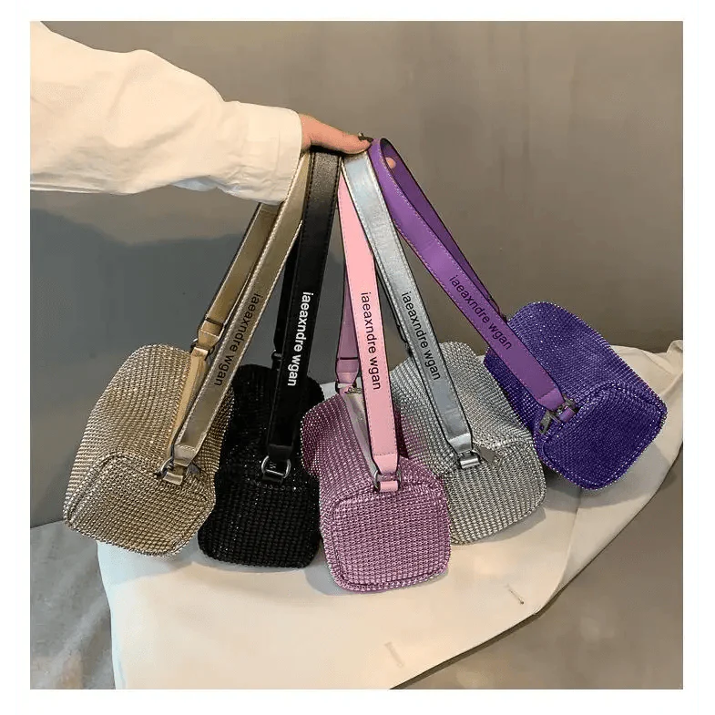 Sparkling Rhinestone Bag For Females Mini Portable Hand Bag Diamond Messenger Bag Fashionable Zipper Feminina Evening bag