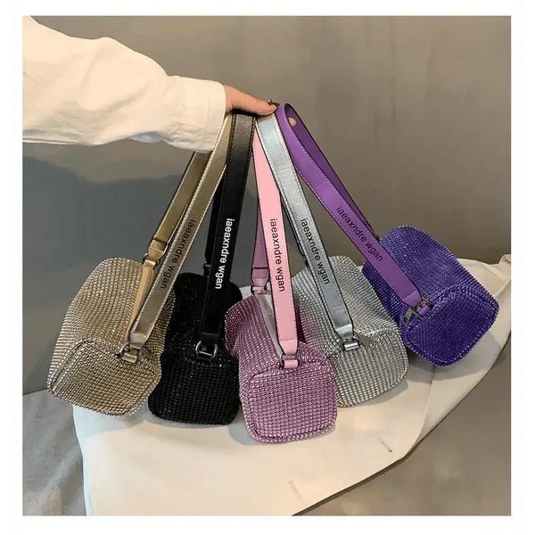 Sparkling Rhinestone Bag For Females Mini Portable Hand Bag Diamond Messenger Bag Fashionable Zipper Feminina Evening bag