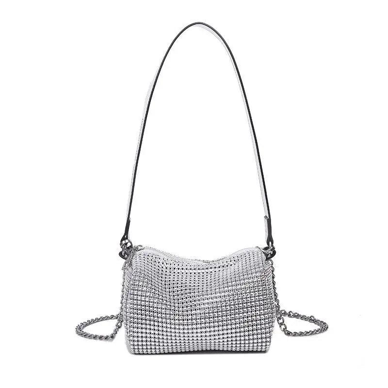 Sparkling Rhinestone Bag For Females Mini Portable Hand Bag Diamond Messenger Bag Fashionable Zipper Feminina Evening bag
