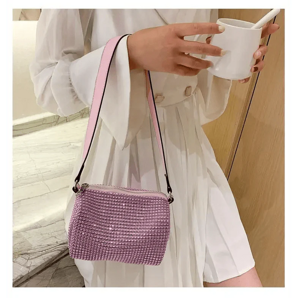 Sparkling Rhinestone Bag For Females Mini Portable Hand Bag Diamond Messenger Bag Fashionable Zipper Feminina Evening bag