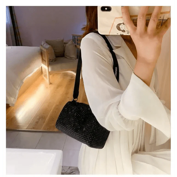 Sparkling Rhinestone Bag For Females Mini Portable Hand Bag Diamond Messenger Bag Fashionable Zipper Feminina Evening bag