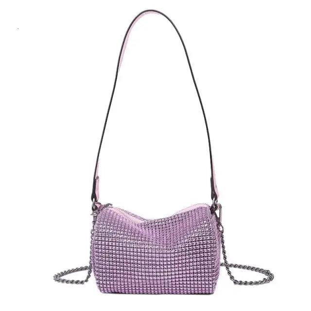 Sparkling Rhinestone Bag For Females Mini Portable Hand Bag Diamond Messenger Bag Fashionable Zipper Feminina Evening bag