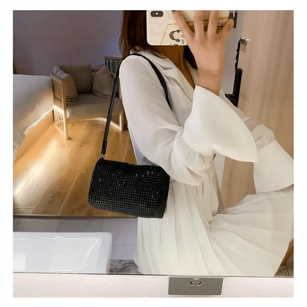 Sparkling Rhinestone Bag For Females Mini Portable Hand Bag Diamond Messenger Bag Fashionable Zipper Feminina Evening bag