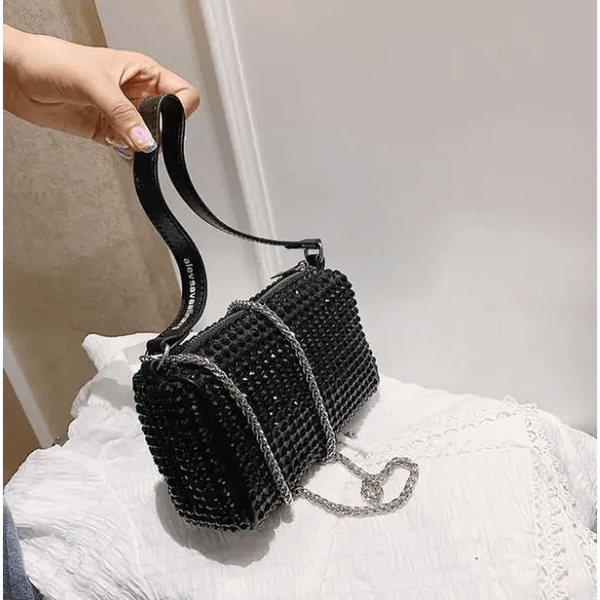 Sparkling Rhinestone Bag For Females Mini Portable Hand Bag Diamond Messenger Bag Fashionable Zipper Feminina Evening bag