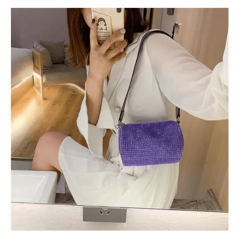 Sparkling Rhinestone Bag For Females Mini Portable Hand Bag Diamond Messenger Bag Fashionable Zipper Feminina Evening bag