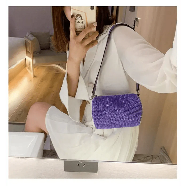 Sparkling Rhinestone Bag For Females Mini Portable Hand Bag Diamond Messenger Bag Fashionable Zipper Feminina Evening bag