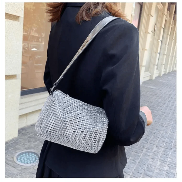 Sparkling Rhinestone Bag For Females Mini Portable Hand Bag Diamond Messenger Bag Fashionable Zipper Feminina Evening bag