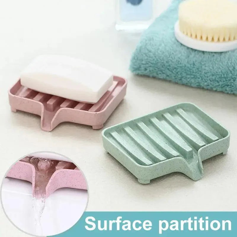Sponge Holder PP Wheat Straw Storage Rack Drain Soap Box Tray Soapbox 1 Pcs Shower Soap Tray Tool Soap Dish Plate Holder Waterfall Draining Soap Sponge Holder for Shower Kitchen Sink Bathroom Laundry Countertop Face Body Bath Soap, Soap-Saving Dish
