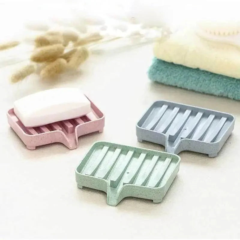 Sponge Holder PP Wheat Straw Storage Rack Drain Soap Box Tray Soapbox 1 Pcs Shower Soap Tray Tool Soap Dish Plate Holder Waterfall Draining Soap Sponge Holder for Shower Kitchen Sink Bathroom Laundry Countertop Face Body Bath Soap, Soap-Saving Dish