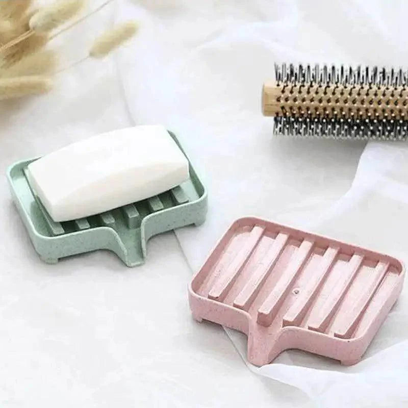 Sponge Holder PP Wheat Straw Storage Rack Drain Soap Box Tray Soapbox 1 Pcs Shower Soap Tray Tool Soap Dish Plate Holder Waterfall Draining Soap Sponge Holder for Shower Kitchen Sink Bathroom Laundry Countertop Face Body Bath Soap, Soap-Saving Dish
