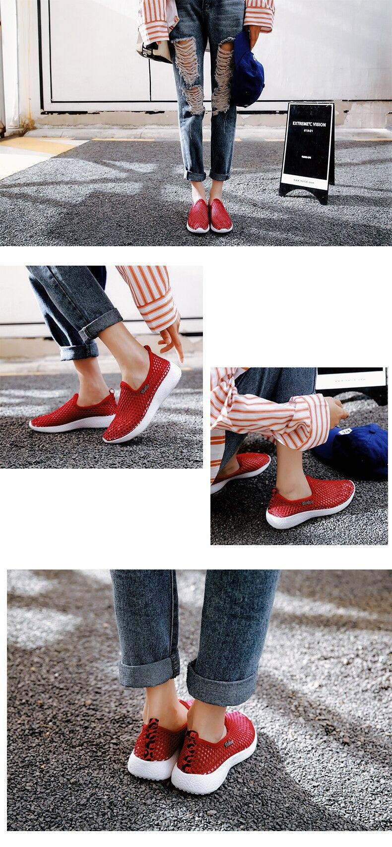 Sport Mesh Breathable Women Shoes Fashion Sports Soft Comfortable Women Shoes Fashion Slip-On Sports Shoes Soft Sole Breathable Comfortable Running Walking Shoes