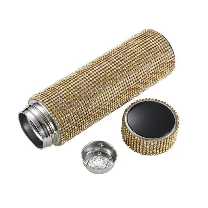 Sport Sterlling Creative Diamond Thermos Bottle Water Bottle Stainless Steel Smart Temperature Display Vacuum Flask Mug Gift for Men Women