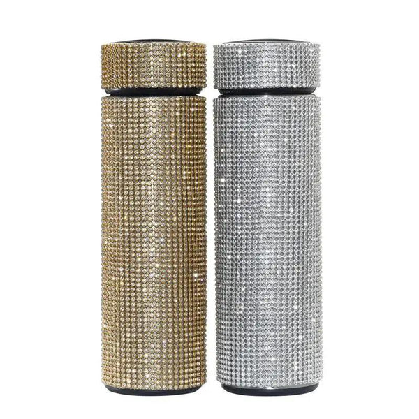 Sport Sterlling Creative Diamond Thermos Bottle Water Bottle Stainless Steel Smart Temperature Display Vacuum Flask Mug Gift for Men Women