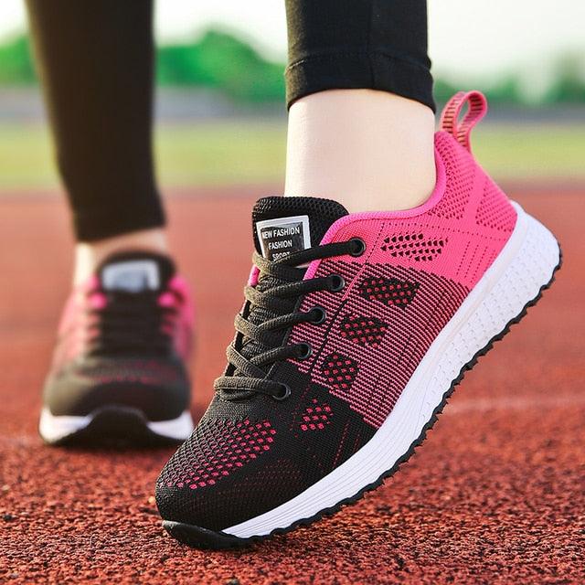 Sport Women Casual Shoes Fashion Breathable Walking Mesh Flat Sneakers Women Gym Vulcanized Tenis Walking Shoes Breathable Lightweight Casual Comfort Fashion Sneaker