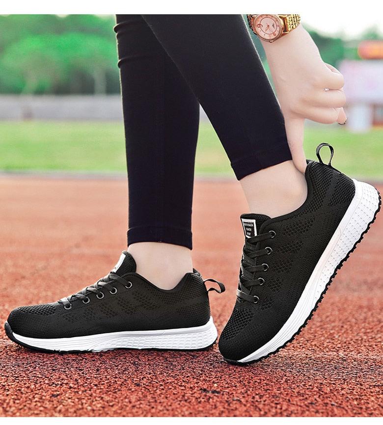 Sport Women Casual Shoes Fashion Breathable Walking Mesh Flat Sneakers Women Gym Vulcanized Tenis Walking Shoes Breathable Lightweight Casual Comfort Fashion Sneaker