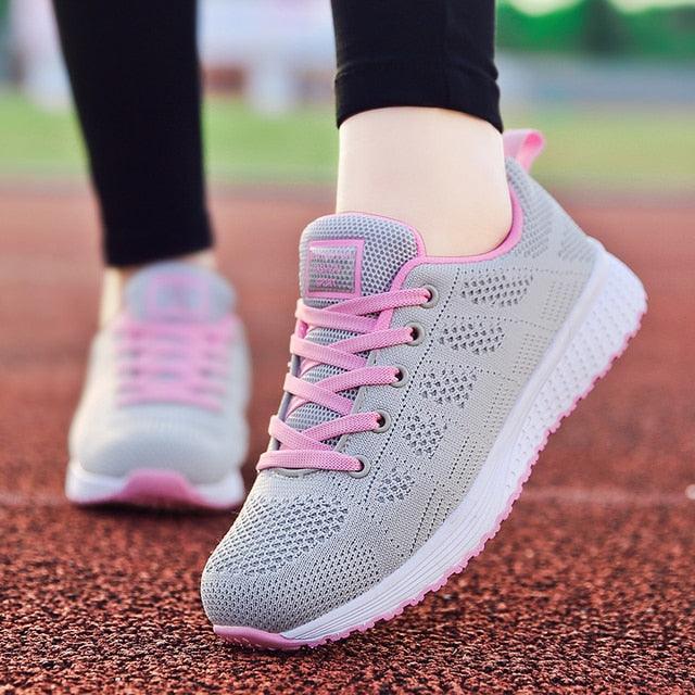 Sport Women Casual Shoes Fashion Breathable Walking Mesh Flat Sneakers Women Gym Vulcanized Tenis Walking Shoes Breathable Lightweight Casual Comfort Fashion Sneaker