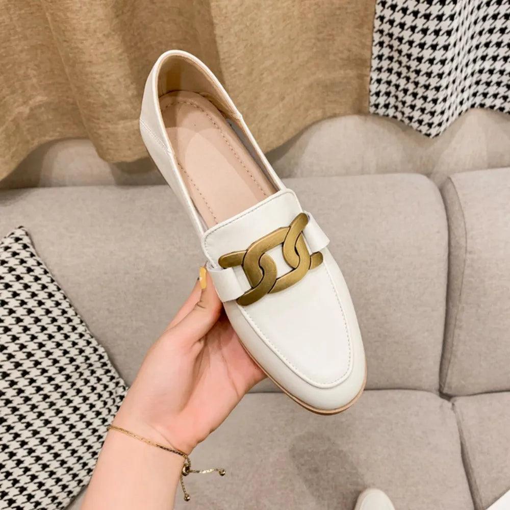 Spring and Autumn New British Style Small Leather Shoes Commuting Work Shoes Flat Flat Single Shoes