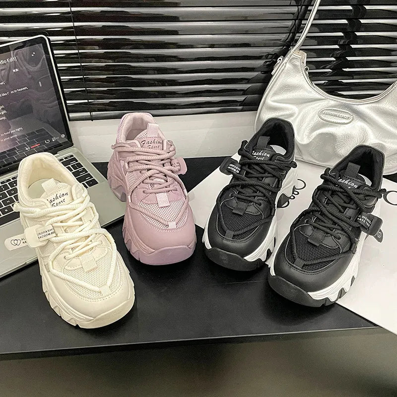 Spring and Autumn's new ultra high thick soled and ultra soft height increasing shoes