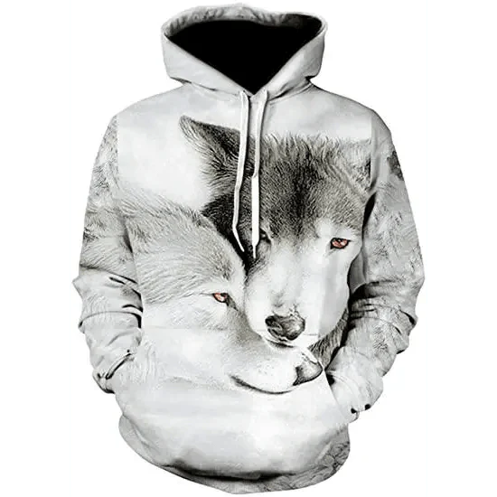 Spring And Summer 3D Digital Printing Fashion Men's And Women's Couple Sweatshirts Animal Pattern Novelty Sweatshirt with Hoodies Pockets for Adults Women Men