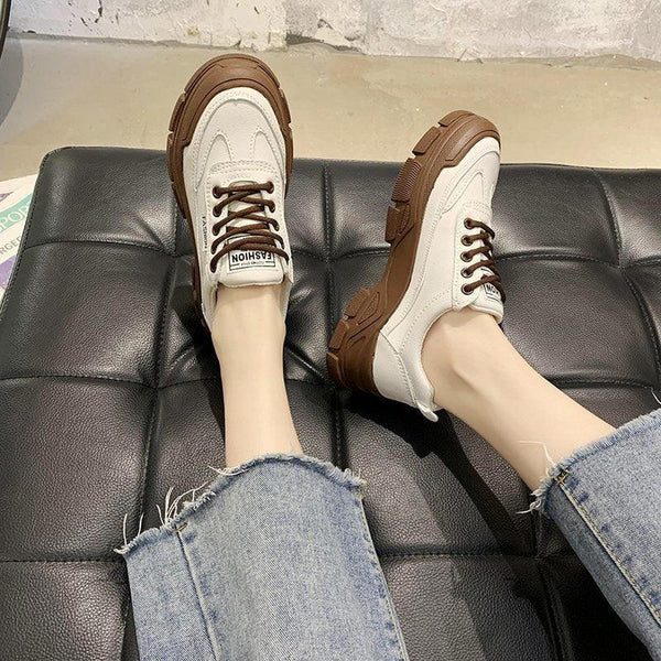 Spring Summer Lace-up White Women Flat Leather Shoes White Board Casual Shoes Women Sneakers Casual Everyday Walking Fashionable Shoes