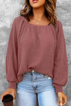 Square Neck Raglan Sleeve T-Shirt - Dusty Pink / 2XL