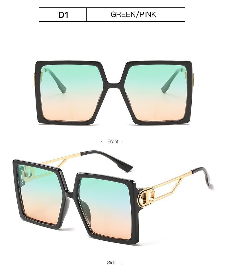 Square Oversized Sunglasses for Women Men Flat Top Fashion Shades Big Frame Sunglasses For Women With Hollow Glasses & New Legs Fashionable Sunglasses For Men & Women