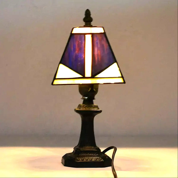 Authentic Tiffany Lamp with Square Glass Design