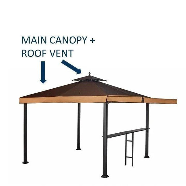 Shade N' Shelters 10' x 10' Conley Gazebo w/ Awning & Bar - Main & Roof Vent Canopies - Gifts for You 'n Me